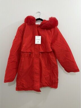 Coat Size 5XL Women Red New Parka Fur Lined Removable Fur